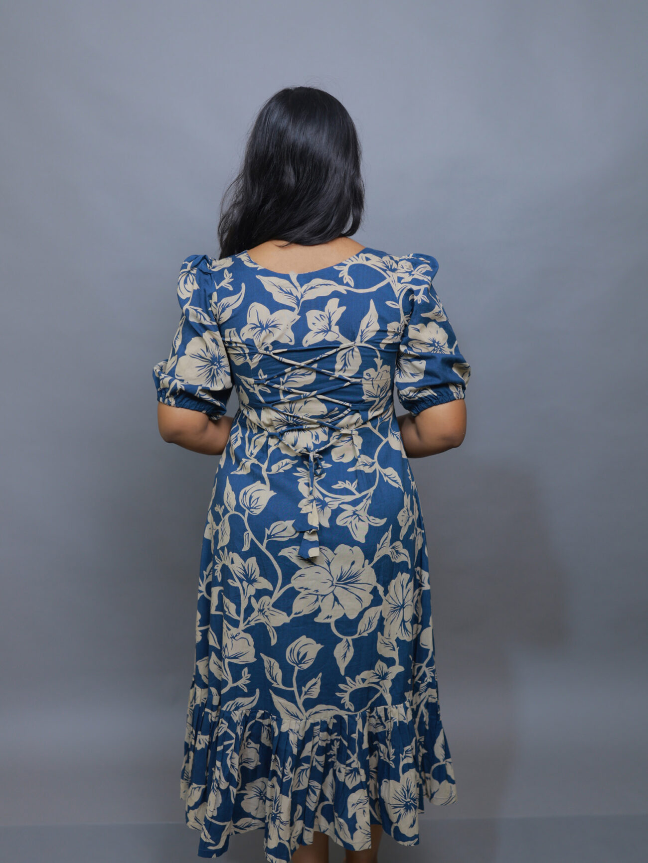 Navy floal A-line maxi - Image 4