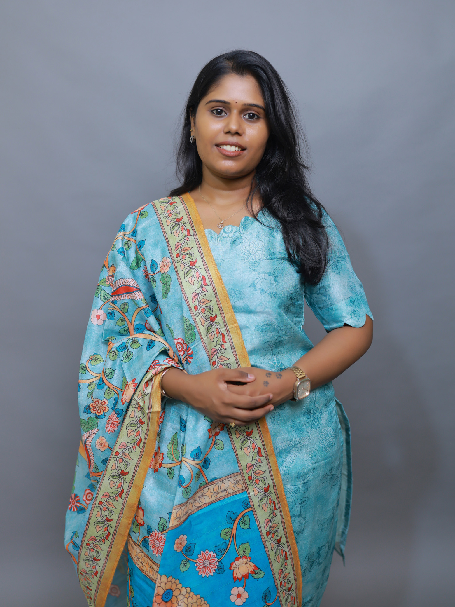 Sky blue chanderi top and dupatta set - Image 2