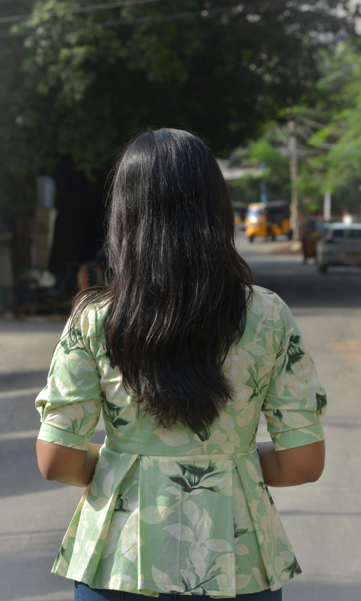 Misty Green Floral Pure Cotton Short Top - Image 4