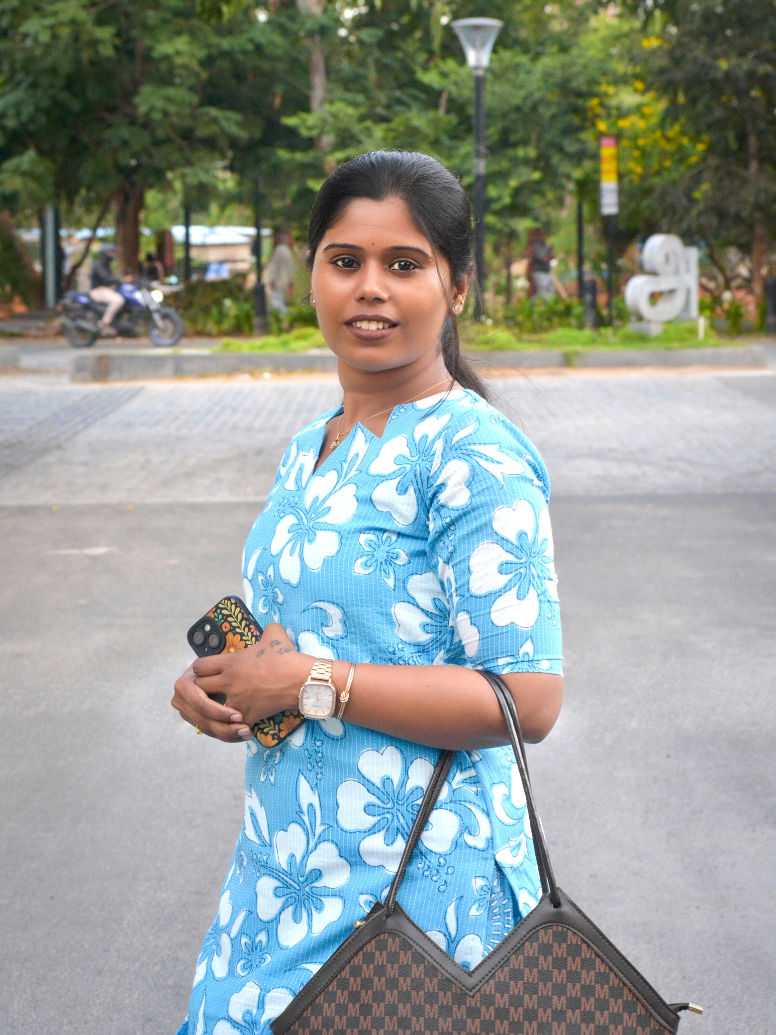 Sky Blue Floral Kantha Cotton Co-Ord Set - Image 2