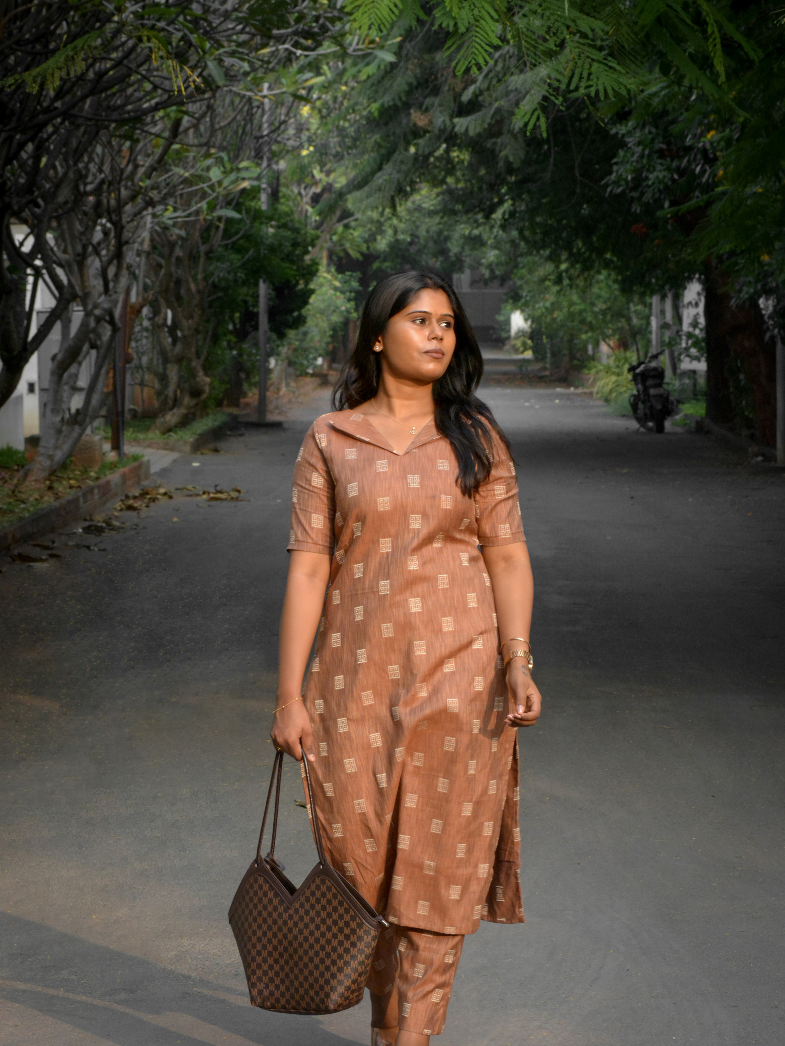 Brown Handloom Cotton Co-Ord Set - Image 3