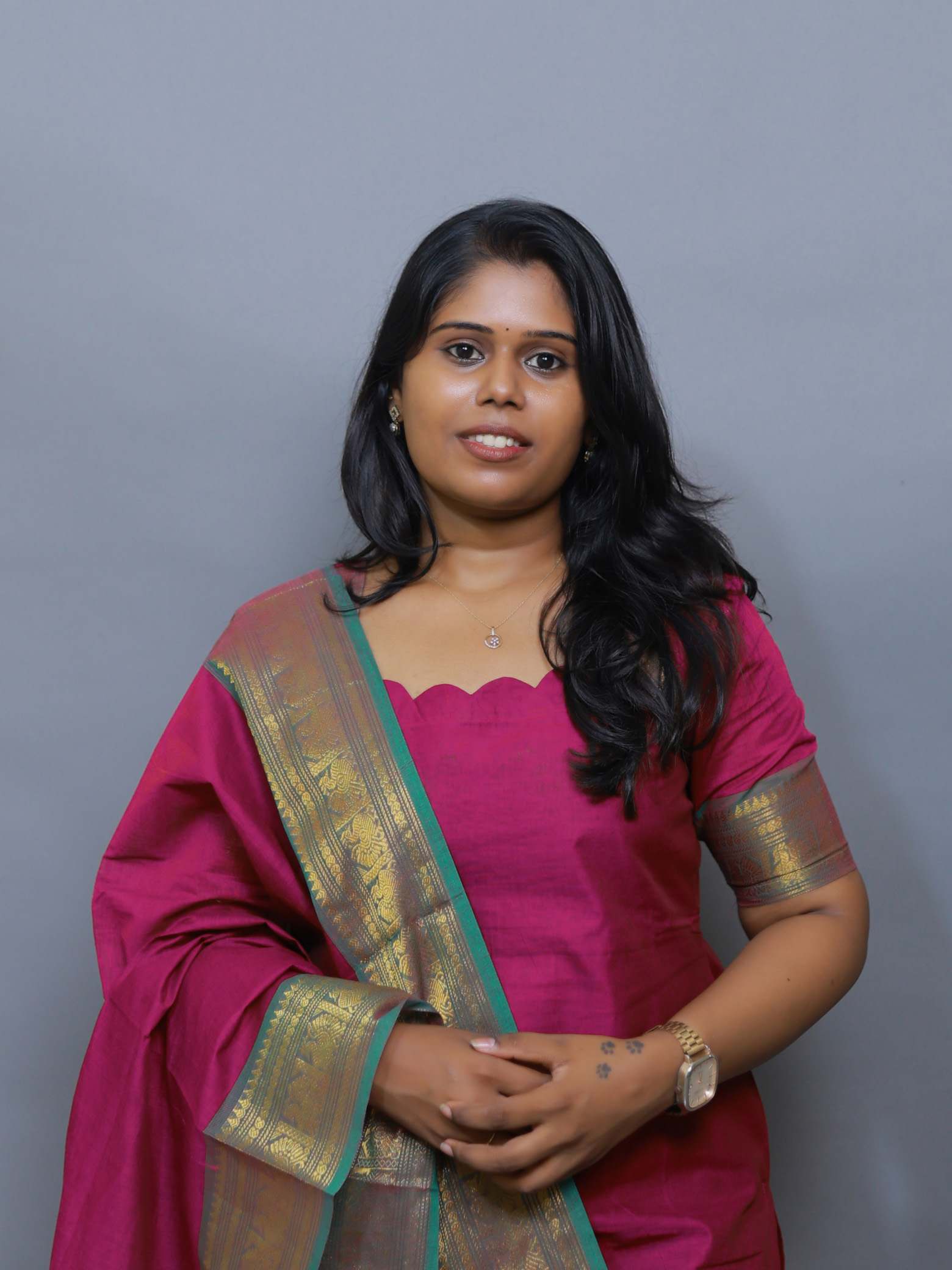 Purple Chettinad Cotton Top & Dupatta Set - Image 2