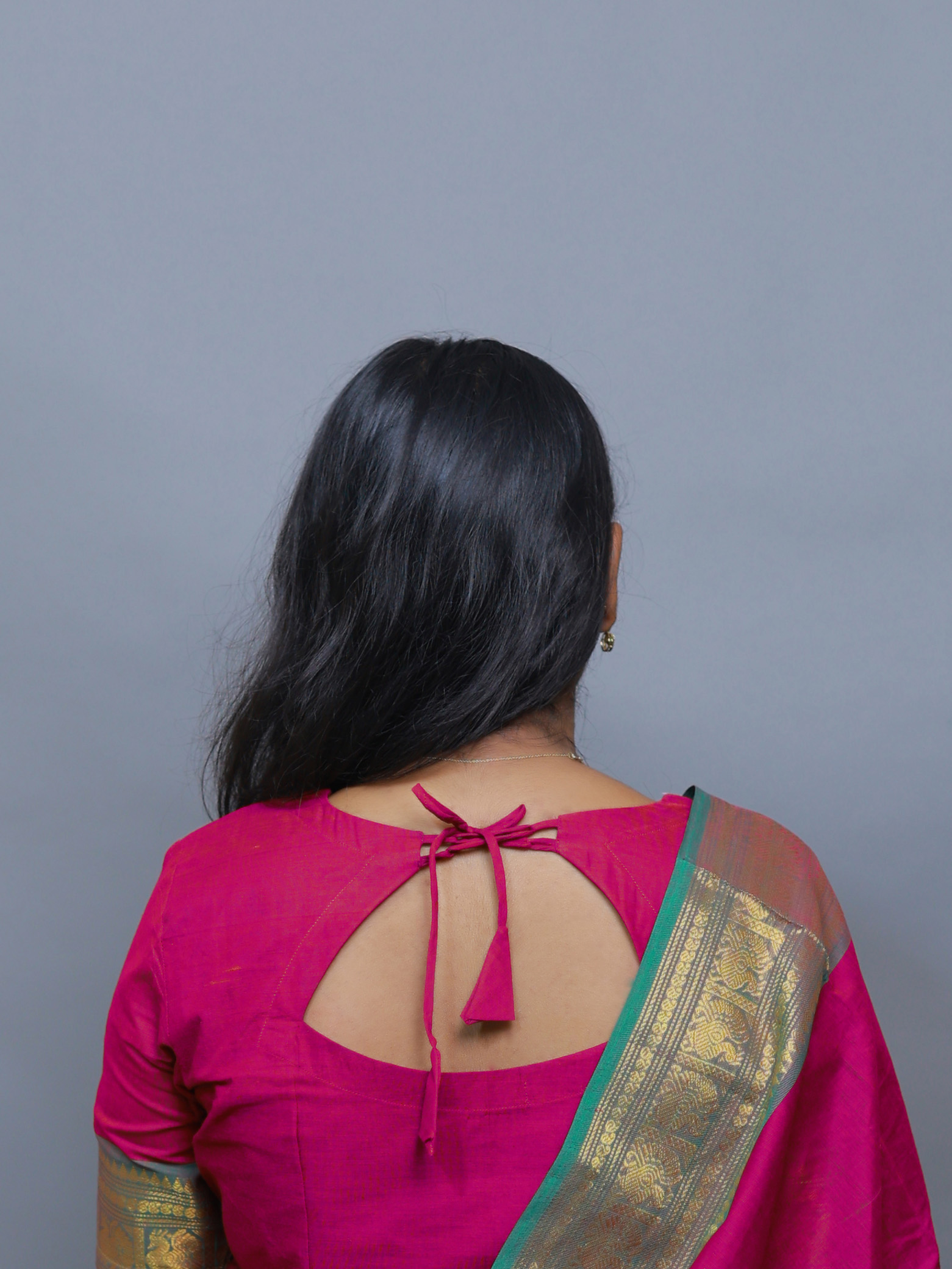 Purple Chettinad Cotton Top & Dupatta Set - Image 4