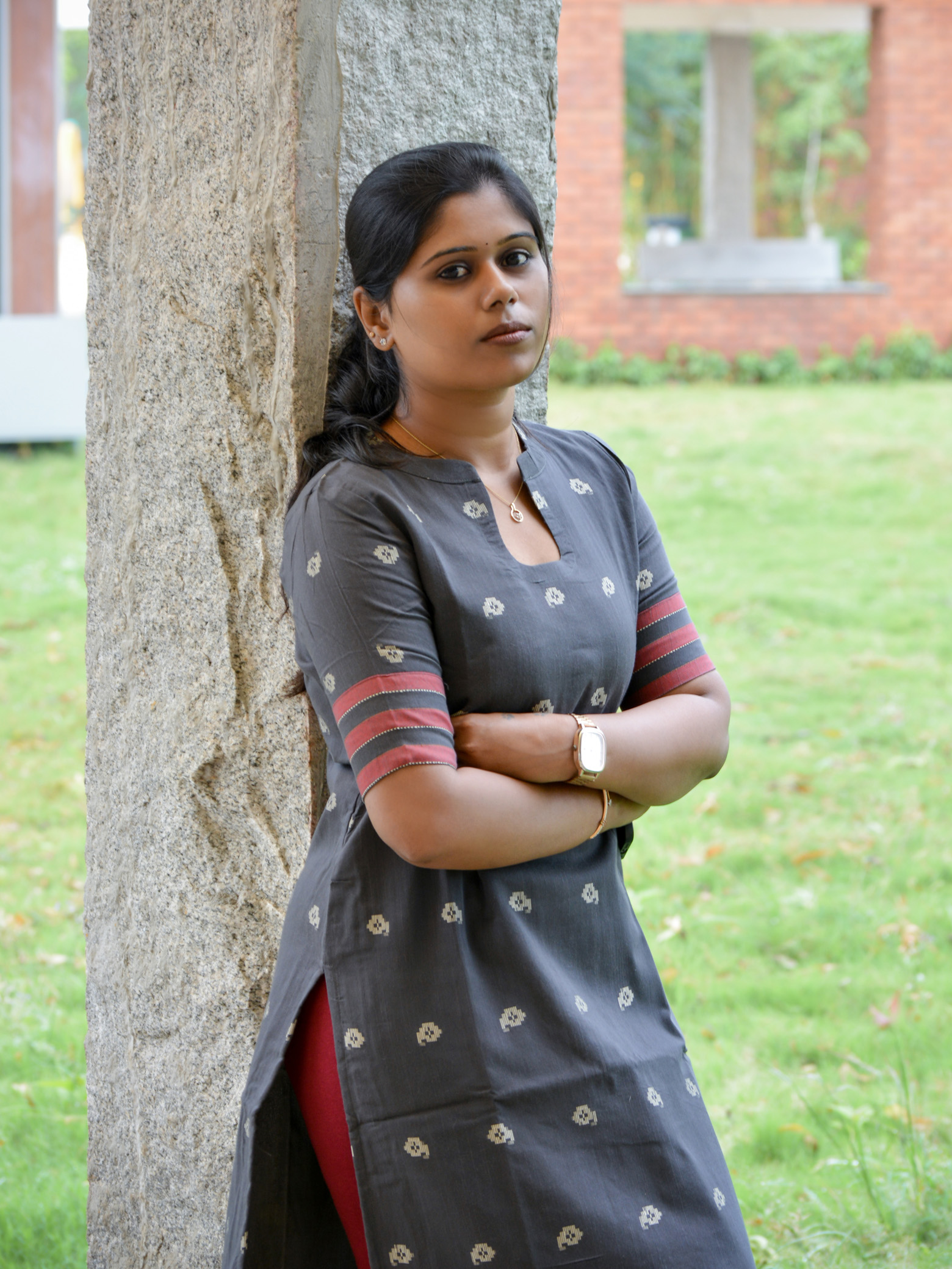 Grey Handloom Cotton Kurti