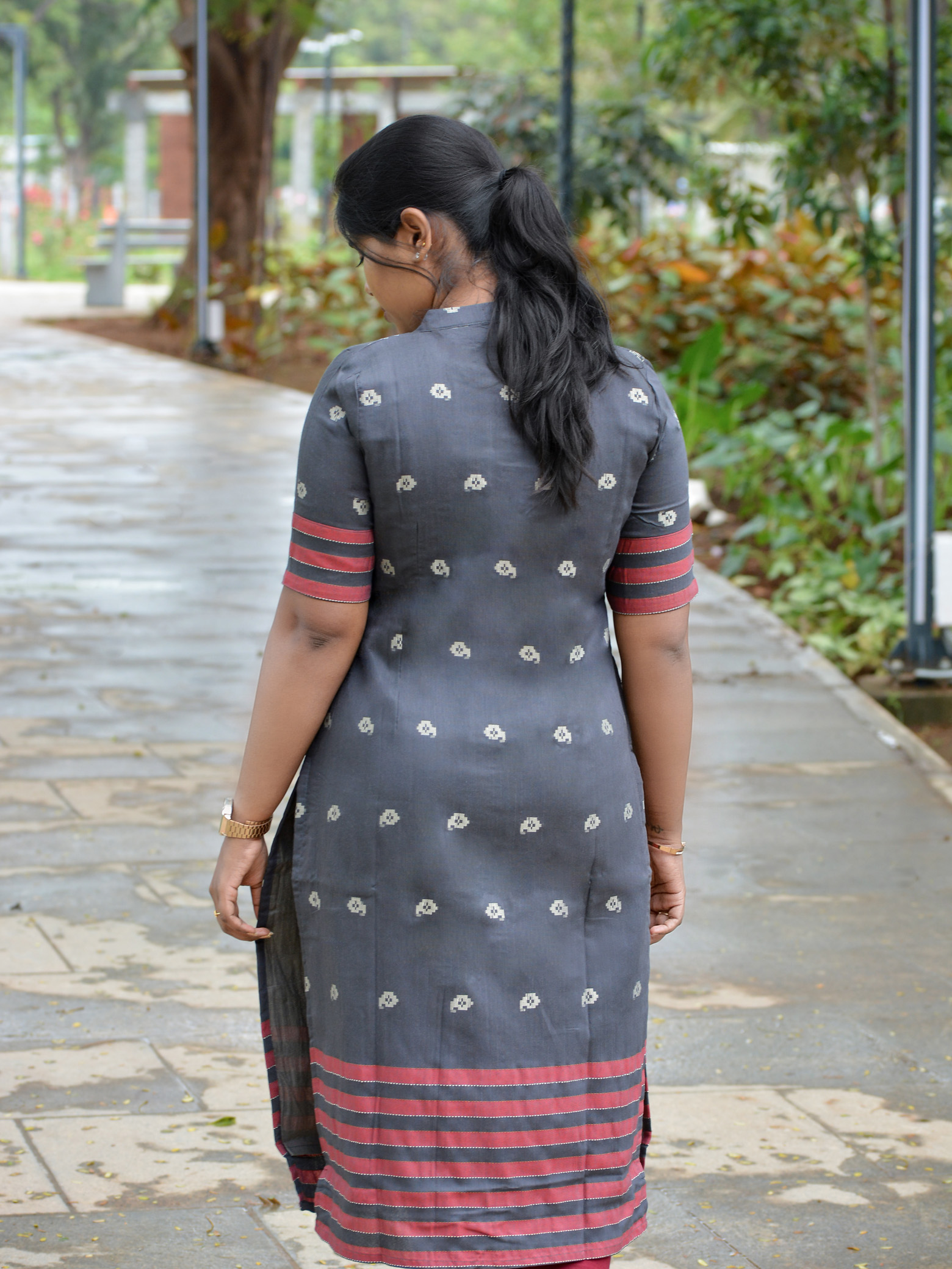 Grey Handloom Cotton Kurti - Image 3