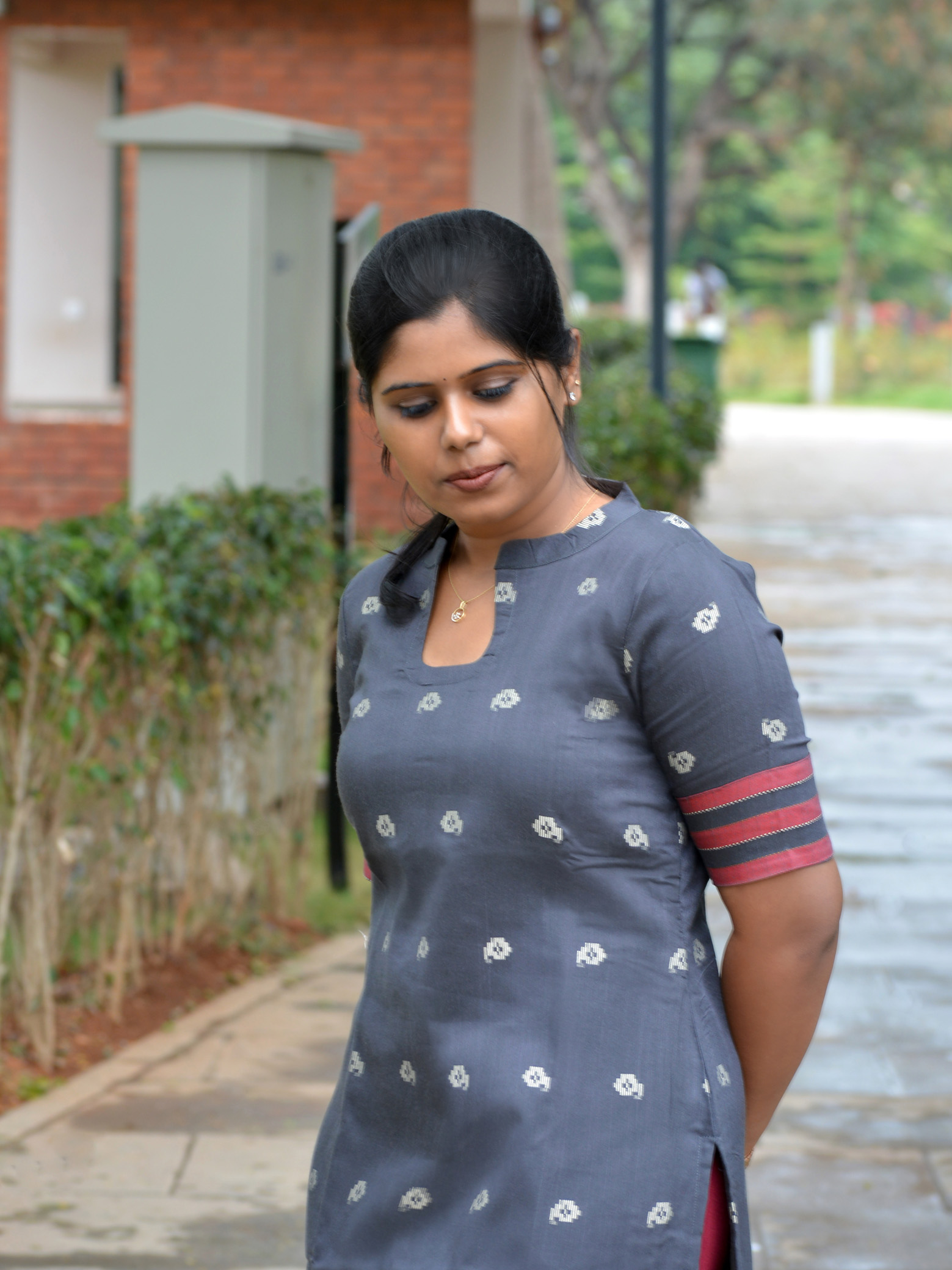 Grey Handloom Cotton Kurti - Image 4