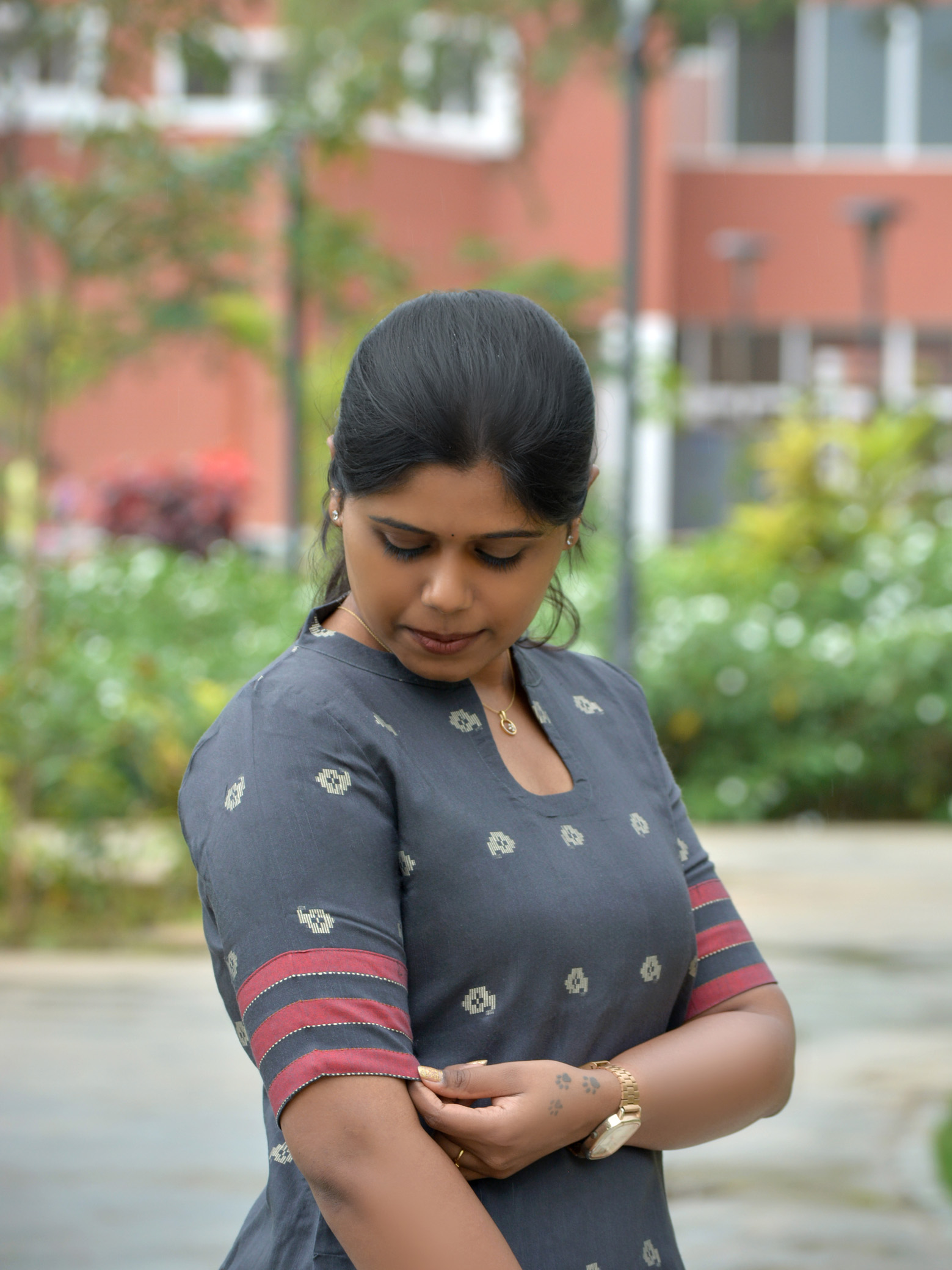 Grey Handloom Cotton Kurti - Image 5