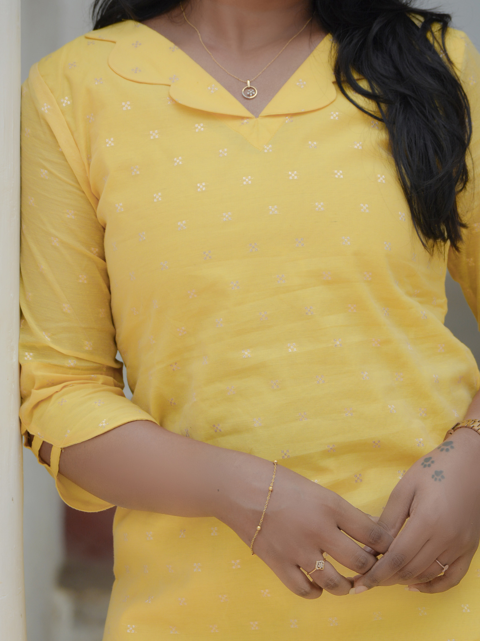 Yellow Premium Chanderi Kurti - Image 4