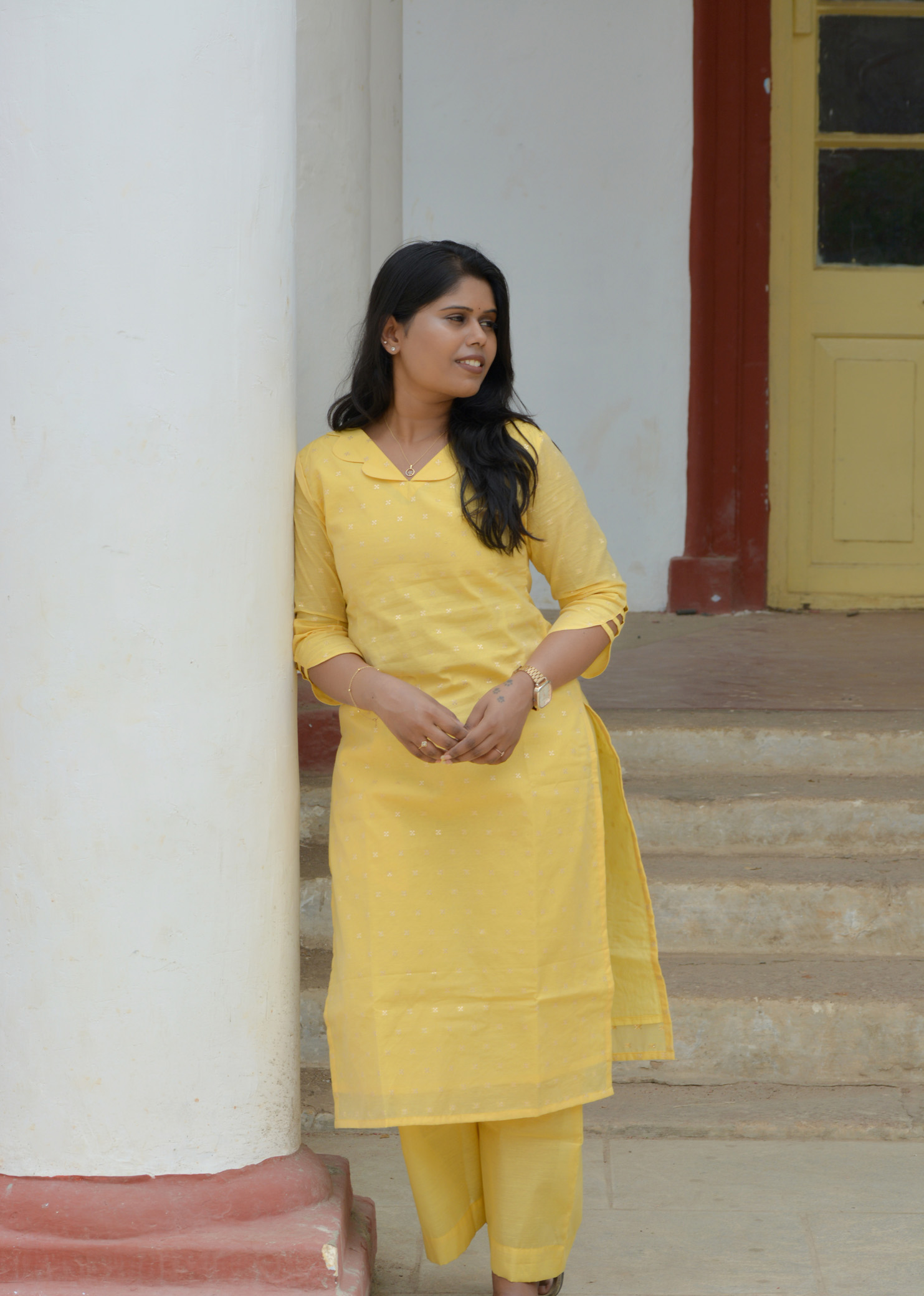 Yellow Premium Chanderi Kurti - Image 2