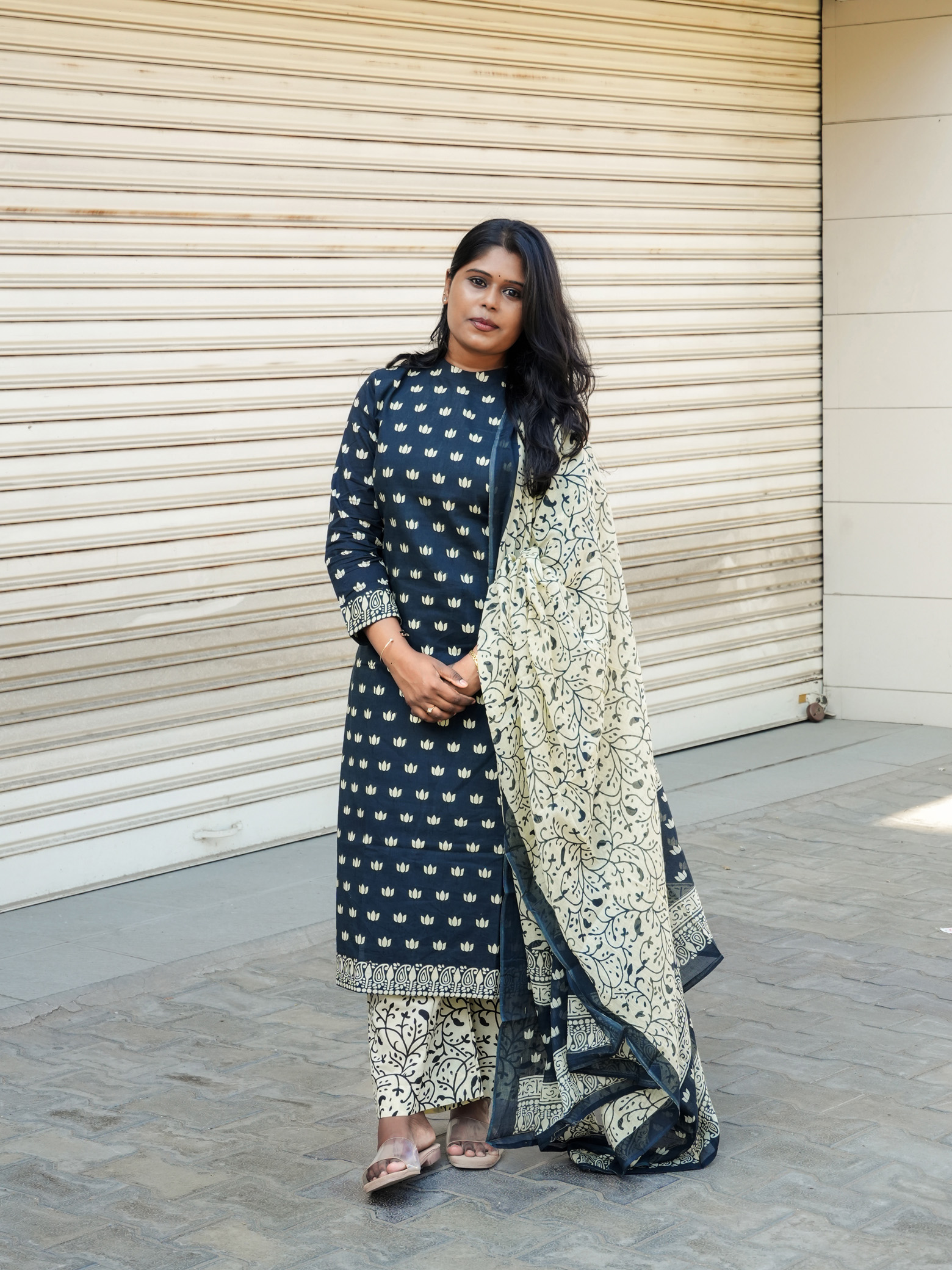 Hand Block Printed cotton Top bottom & dupatta