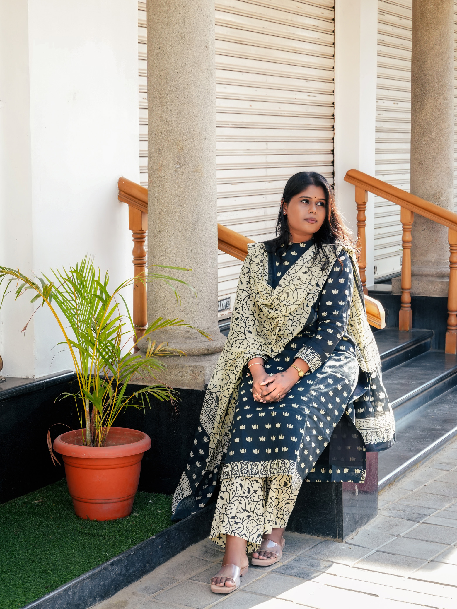 Hand Block Printed cotton Top bottom & dupatta - Image 4