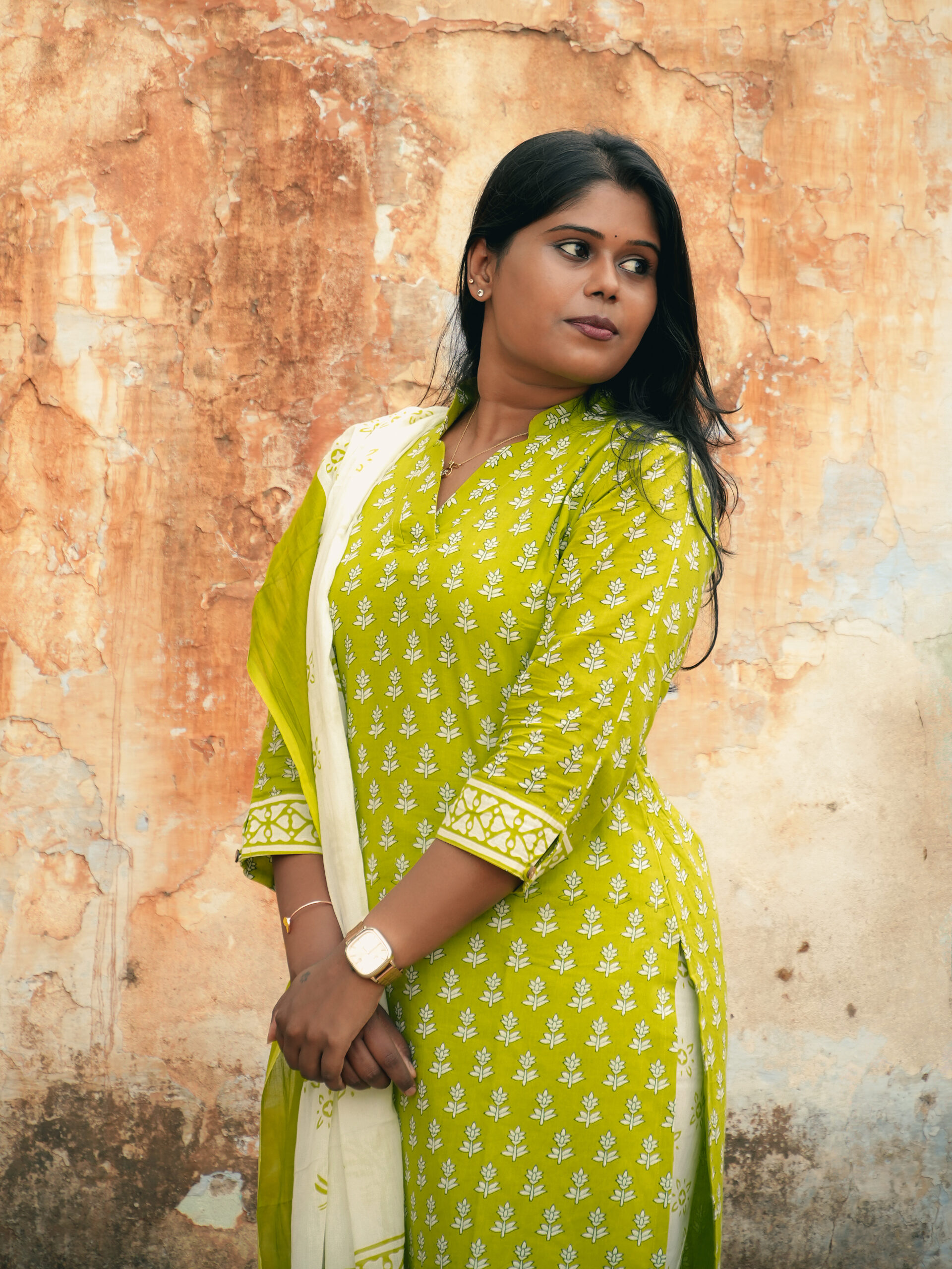 Hand Block Light Green Printed cotton Top bottom & dupatta - Image 2