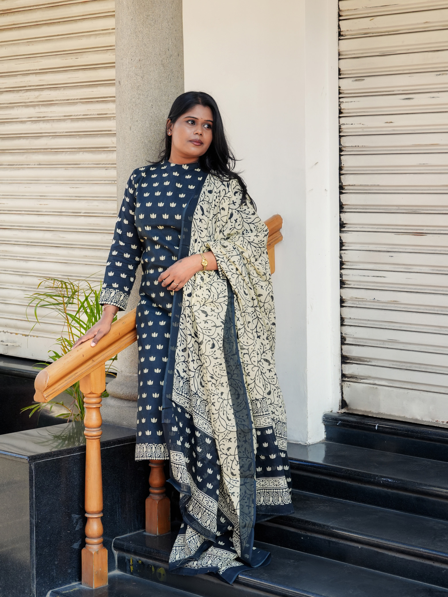 Hand Block Printed cotton Top bottom & dupatta - Image 2